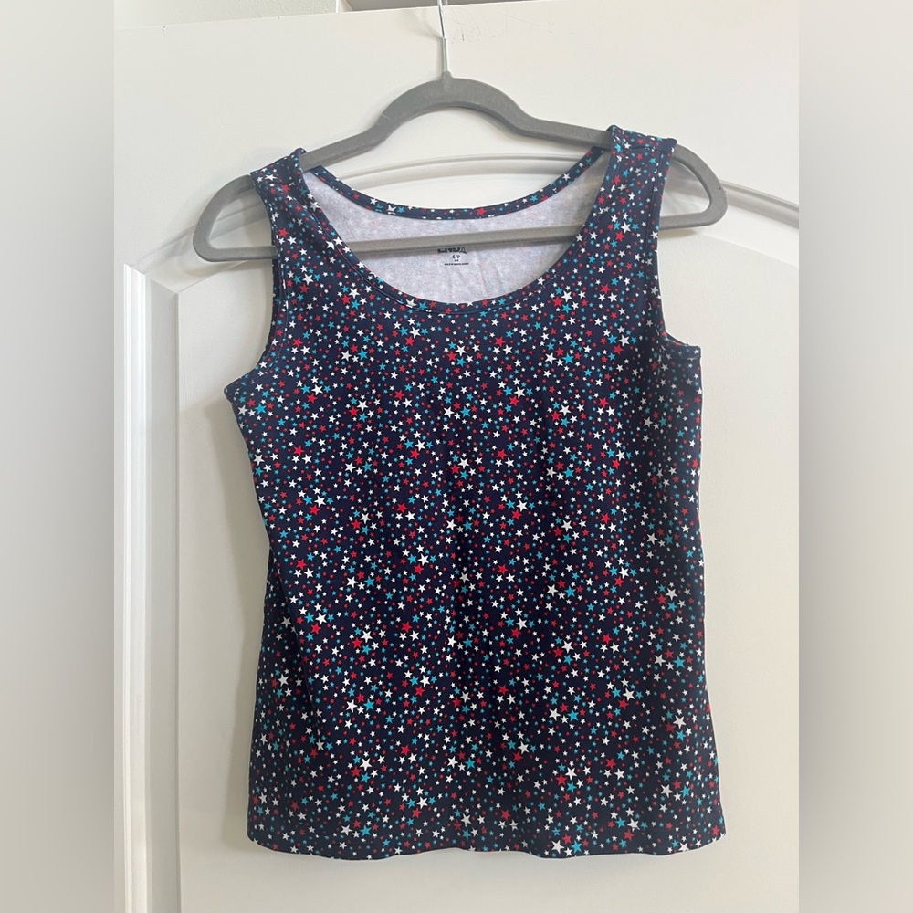 Lands' End Pink and White Fitted Sleeveless Tank Top
